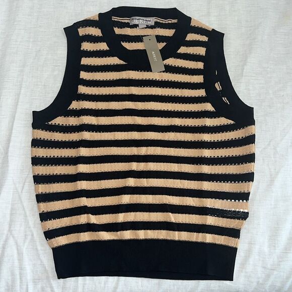 J. Crew Pointelle Knit Textured Tank Top Vest Lightweight Preppy Size Small - Picture 2 of 8
